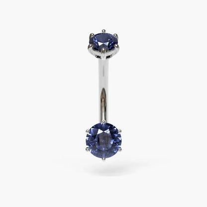 Sapphire Martini 0.8 ct. Moissanite Belly Ring White Gold