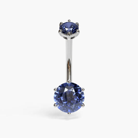 Sapphire Martini 1.5 ct. Moissanite Belly Ring White Gold