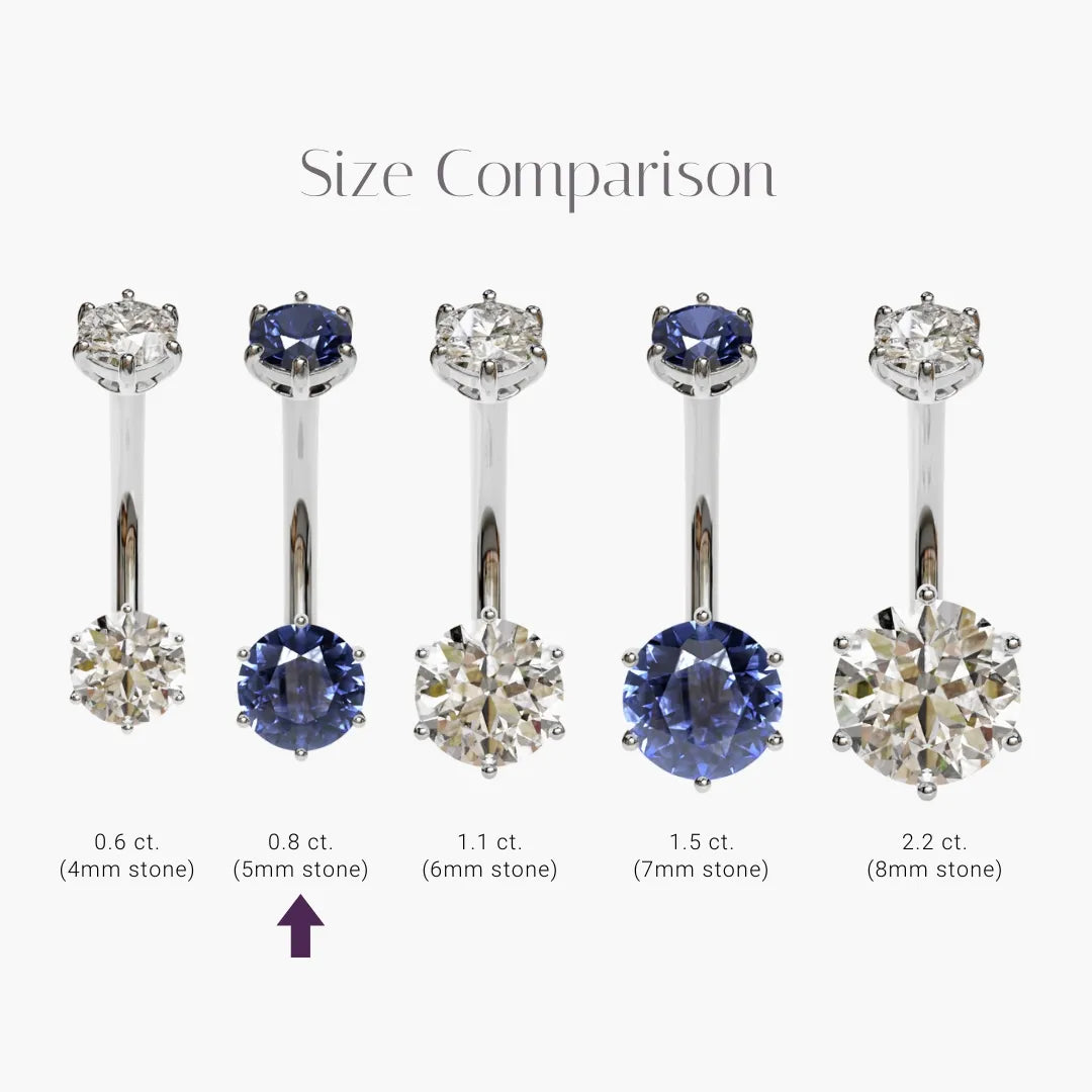 Sapphire Martini 0.8 ct. Moissanite Belly Ring White Gold