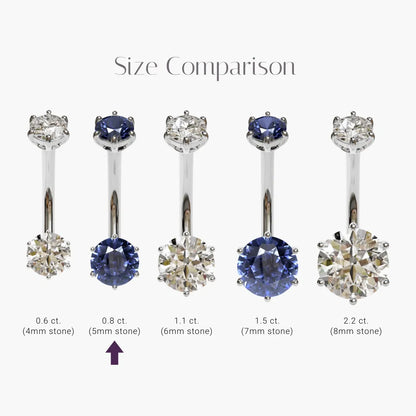 Sapphire Martini 0.8 ct. Moissanite Belly Ring White Gold