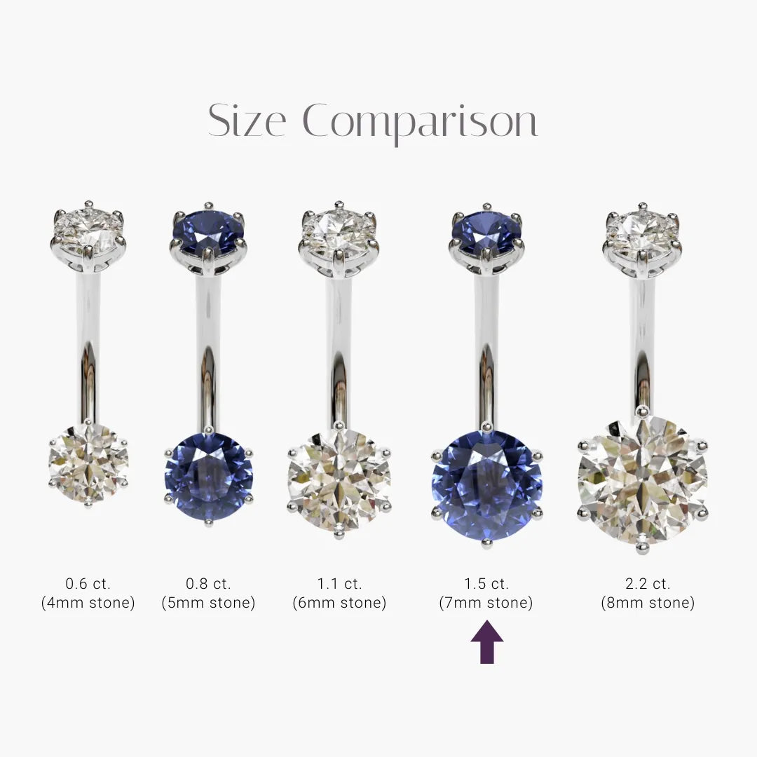 Sapphire Martini 1.5 ct. Moissanite Belly Ring White Gold