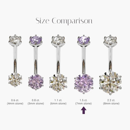 Purple Rain 1.5 ct. Moissanite Belly Ring White Gold