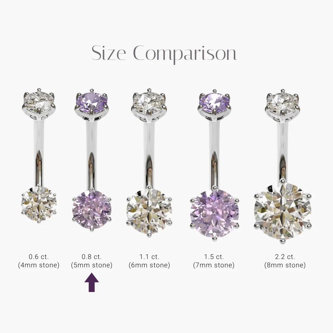 Purple Rain 0.8 ct. Moissanite Belly Ring White Gold