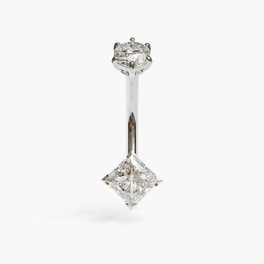 Princess 1.0 ct. Moissanite Belly Ring White Gold