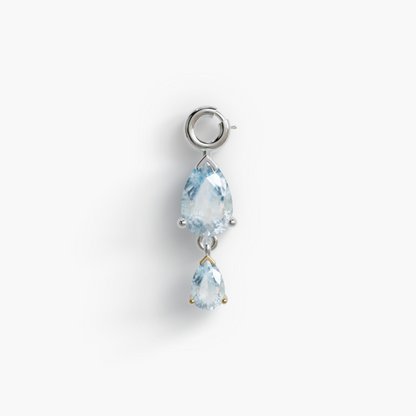 Duo 'Tear' Sky-Blue Topaz Charm Silver