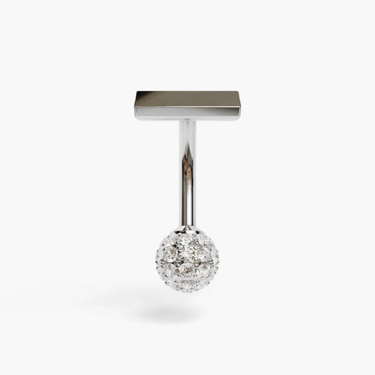 T-Shape Pave Belly Ring White Gold