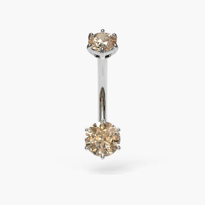 Champagne 0.8 ct. Moissanite Belly Ring White Gold