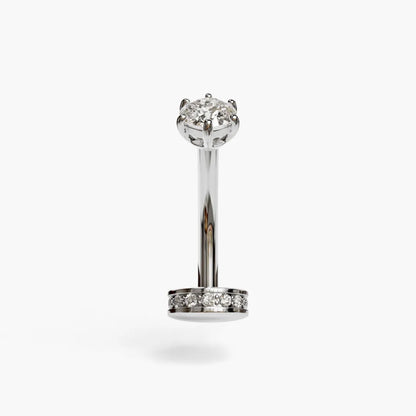 Floating Disk Moissanite Belly Ring White Gold