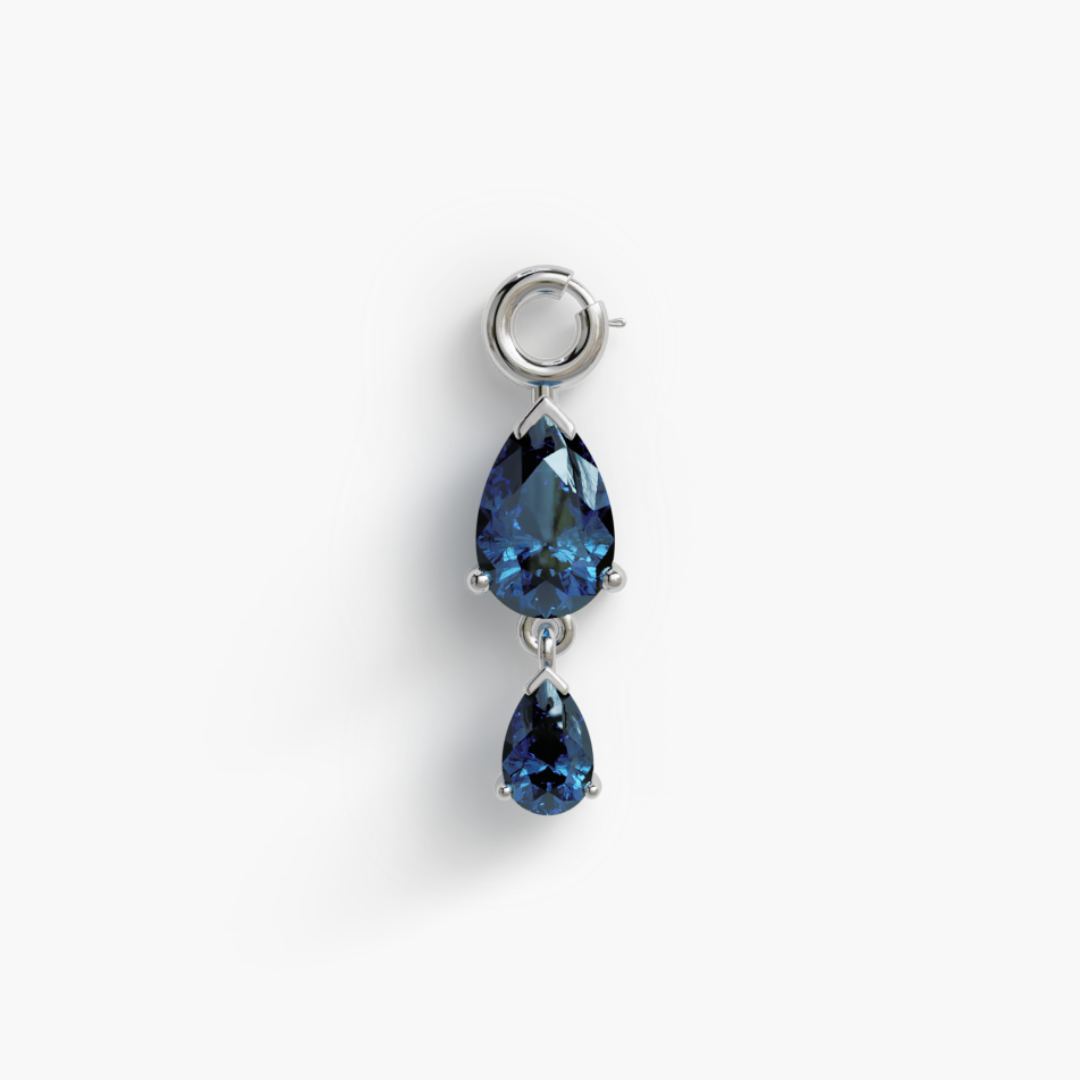 Duo 'Tear' London-Blue Topaz Charm Silver