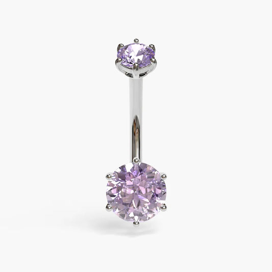 Purple Rain 1.5 ct. Moissanite Belly Ring White Gold