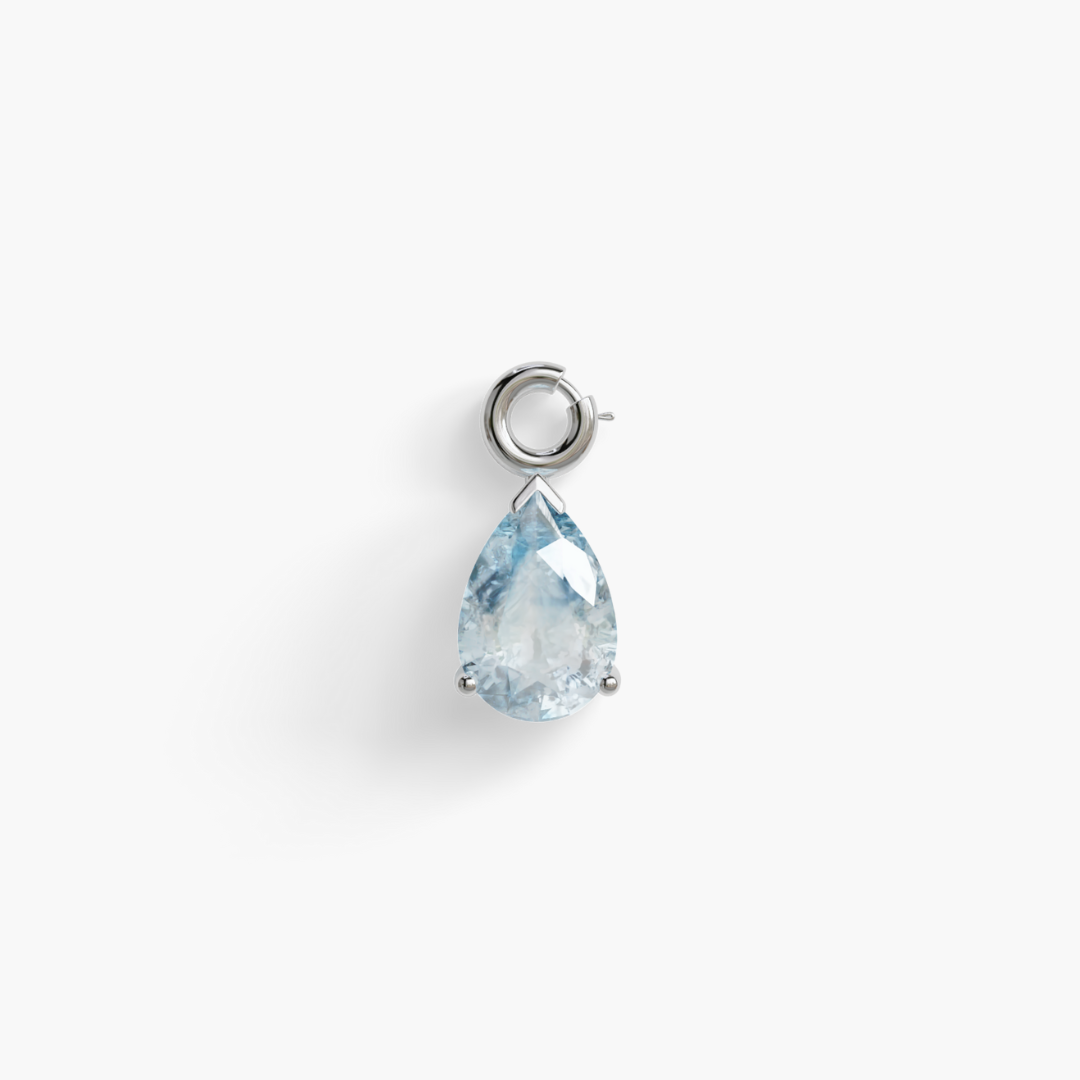 Mini 'Tear' Sky-Blue Topaz Charm Silver