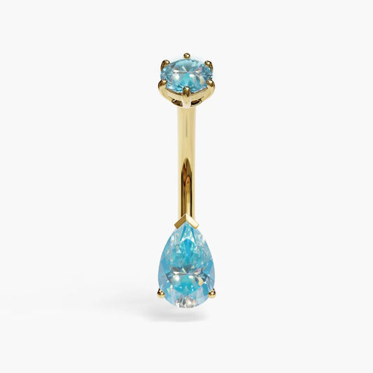 Hypnotic Blue 1.0 ct. Tear Moissanite Belly Ring