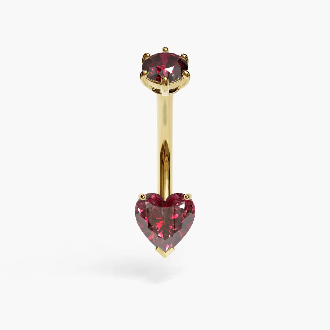 Red Sunrise 1.0 ct. Heart Moissanite Belly Ring