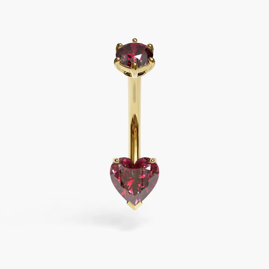 Red Sunrise 1.0 ct. Heart Moissanite Belly Ring