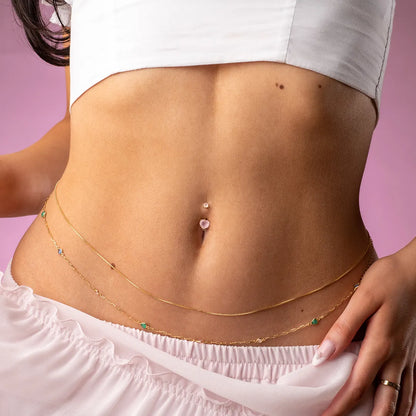 Heart Rose Quartz Belly Ring