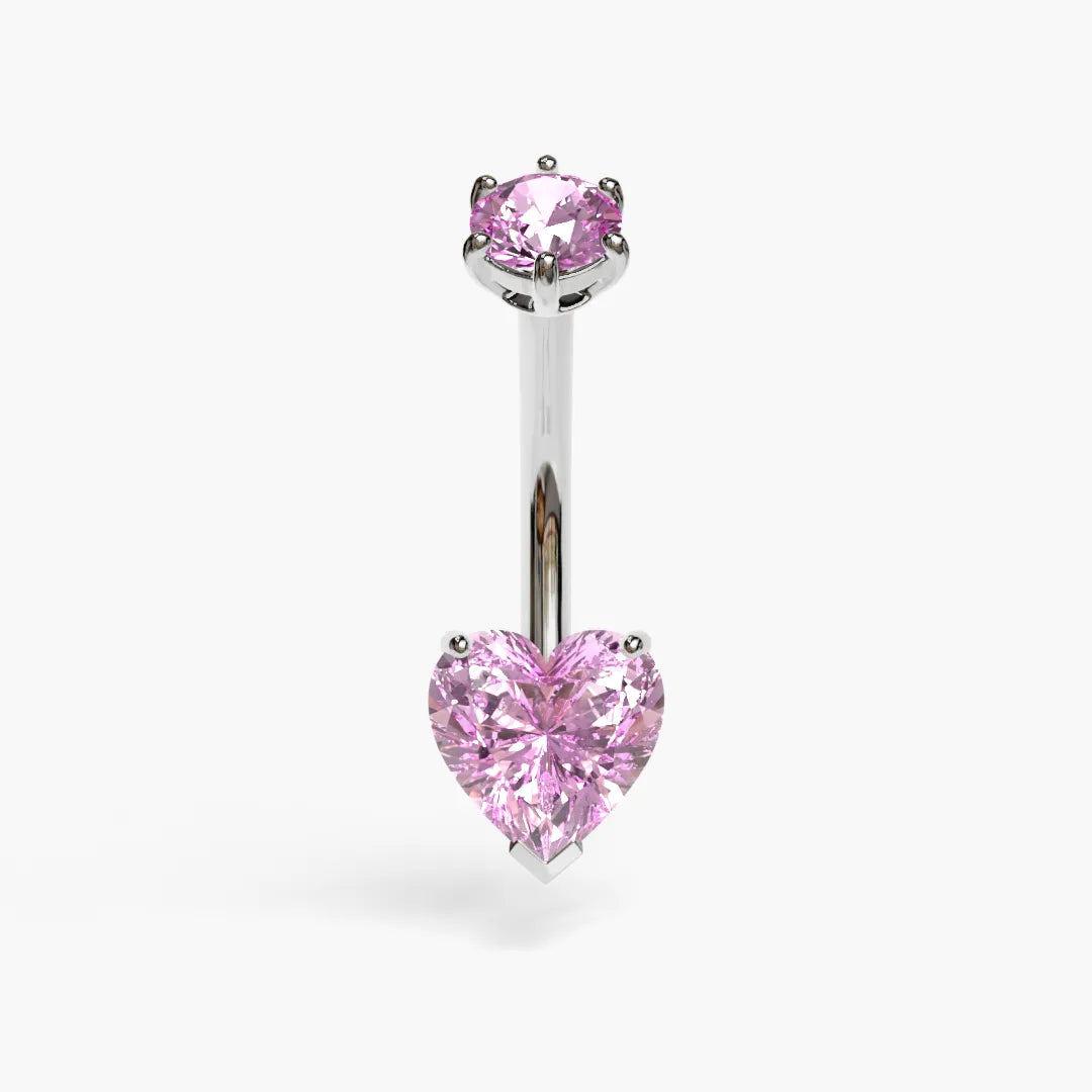 Cosmopolitan 1.5 ct. Heart Moissanite Belly Ring White Gold