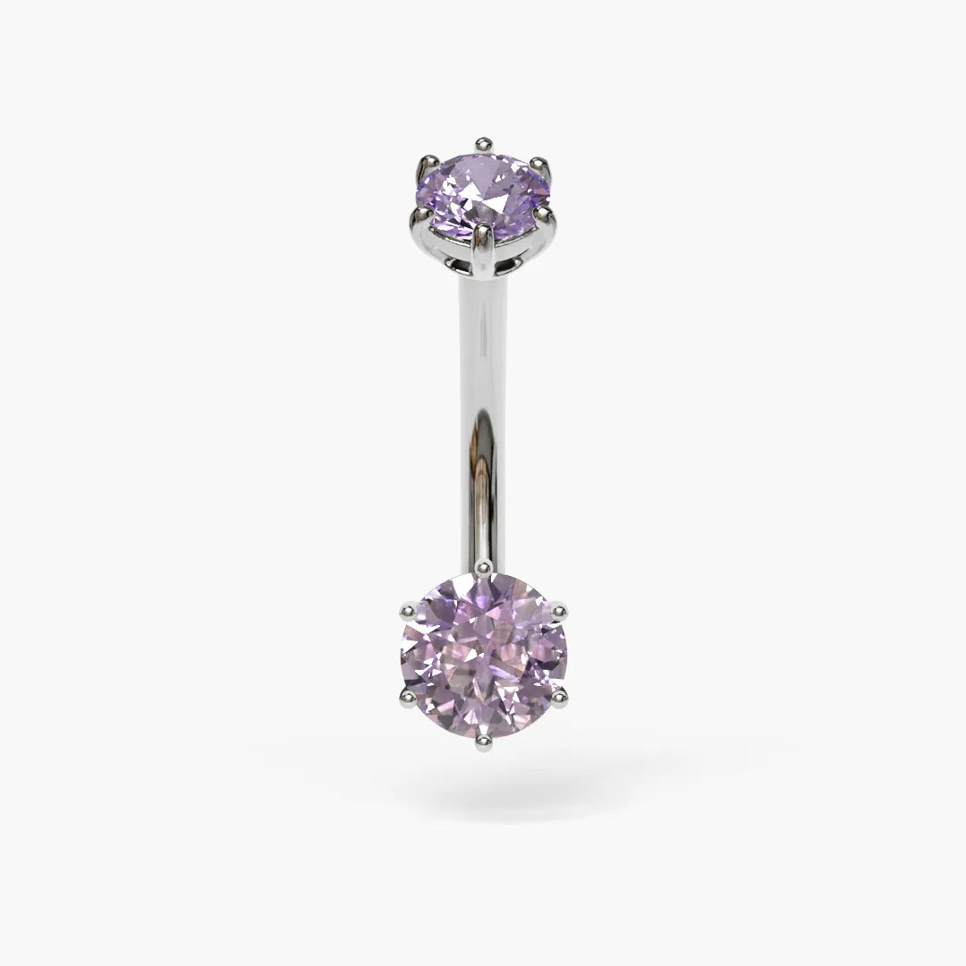 Purple Rain 0.8 ct. Moissanite Belly Ring White Gold