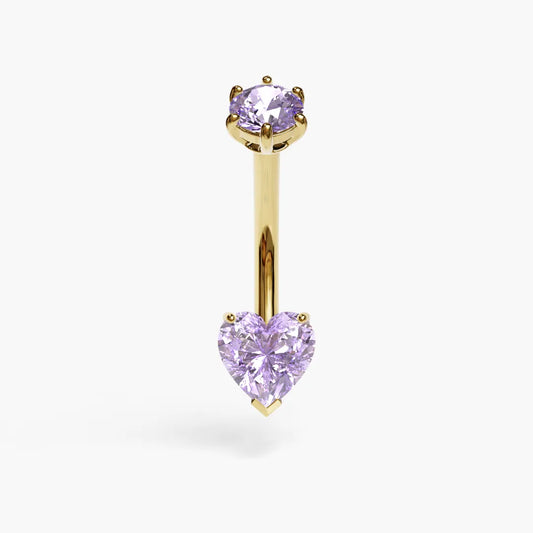 Purple Rain 1.0 ct. Heart Moissanite Belly Ring