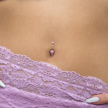 Pink Lady 1.0 ct. Heart Moissanite Belly Ring