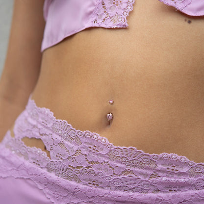 Pink Lady 1.0 ct. Heart Moissanite Belly Ring