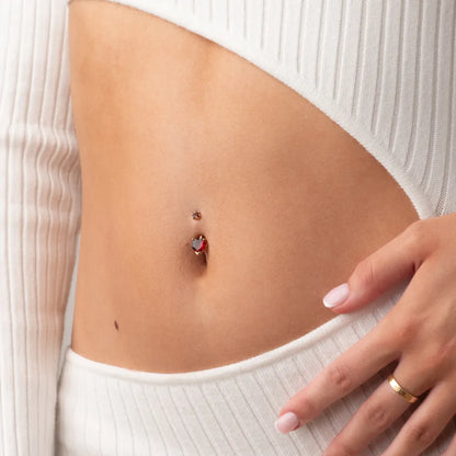 Heart Garnet Belly Ring