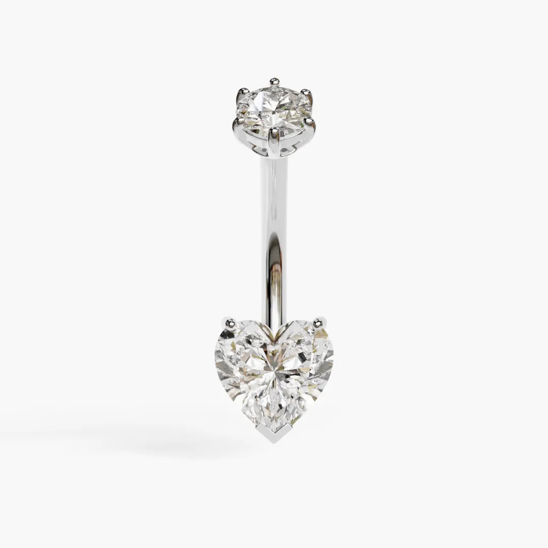 Heart 1.5 ct. Moissanite Belly Ring White Gold