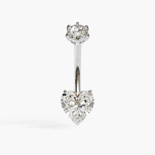 Heart 1.5 ct. Moissanite Belly Ring White Gold