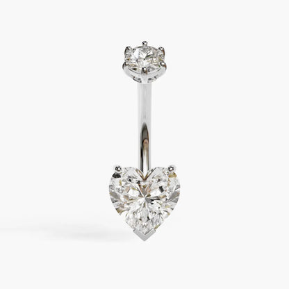 Heart 1.8 ct. Moissanite Belly Ring White Gold