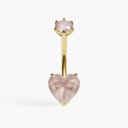 Heart Rose Quartz Belly Ring