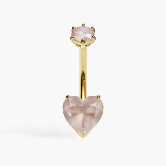 Heart Rose Quartz Belly Ring