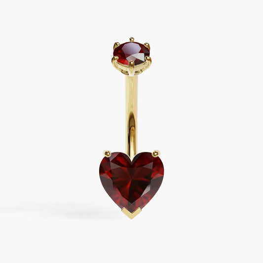 Heart Garnet Belly Ring