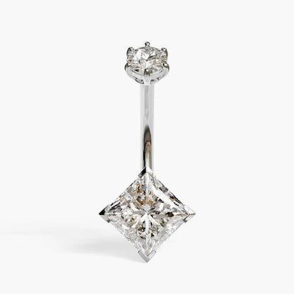 Princess 2.0 ct. Moissanite Belly Ring White Gold