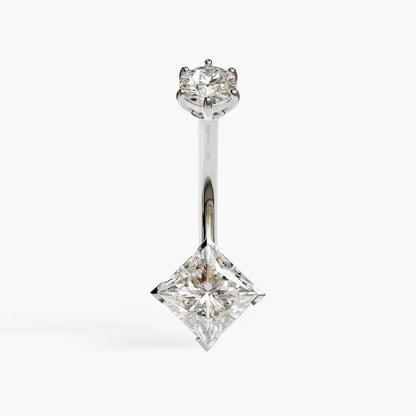 Princess 1.6 ct. Moissanite Belly Ring White Gold