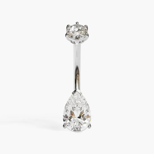 Teardrop 1.5 ct. Moissanite Belly Ring White Gold