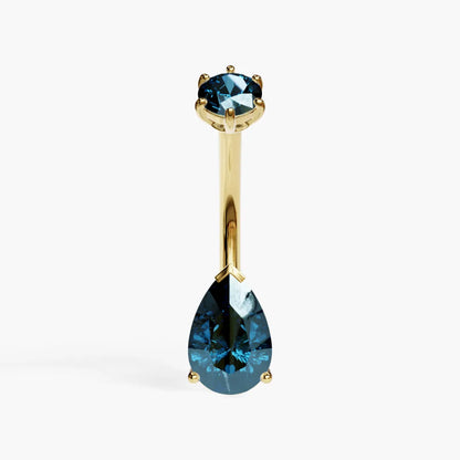 Teardrop 9mm London-Blue Topaz Belly Ring