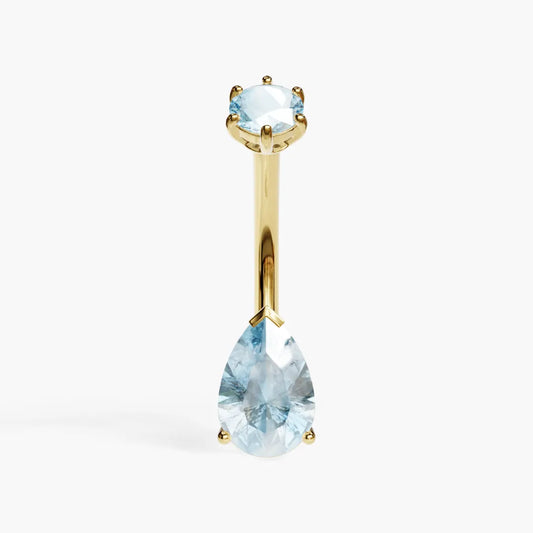 Teardrop 9mm Sky-Blue Topaz Belly Ring