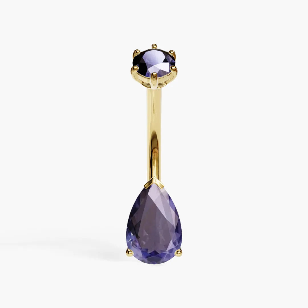 Teardrop 9mm Tanzanite Belly Ring