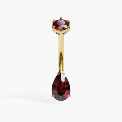 Teardrop 8mm Garnet Belly Ring