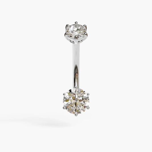 Orb 0.8 ct. Moissanite Belly Ring White Gold