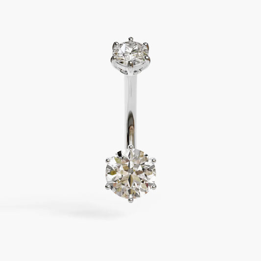 Orb 1.1 ct. Moissanite Belly Ring White Gold