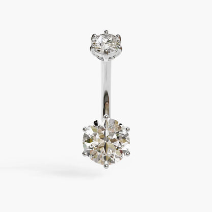 Orb 1.5 ct. Moissanite Belly Ring White Gold