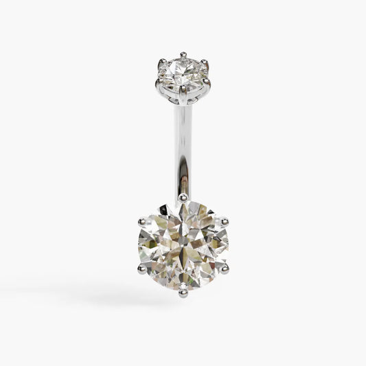 Orb 2.2 ct. Moissanite Belly Ring White Gold