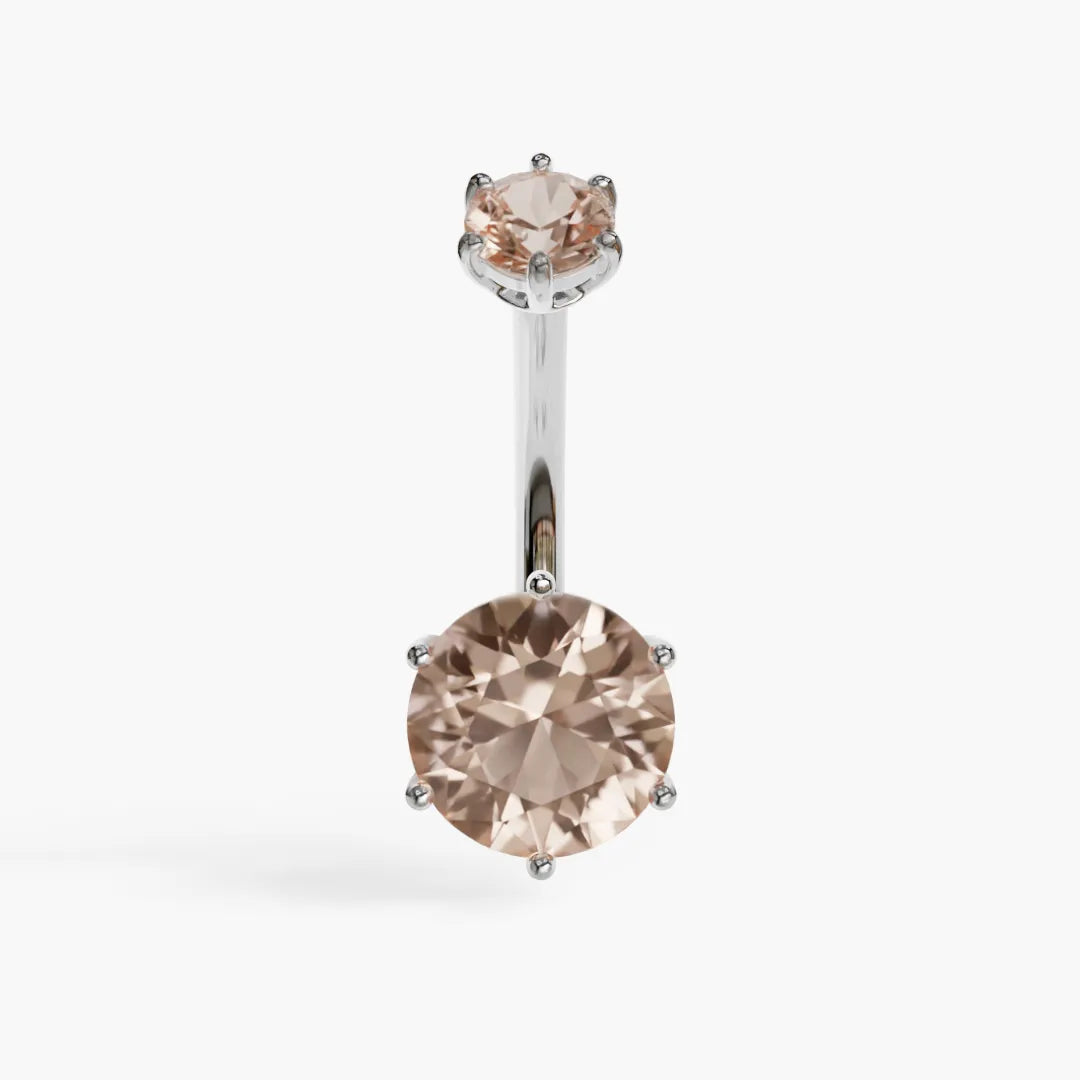 Orb 8mm Morganite Belly Ring White Gold