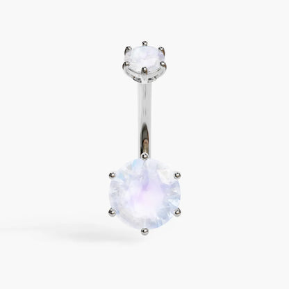 Orb 8mm Moonstone Belly Ring White Gold