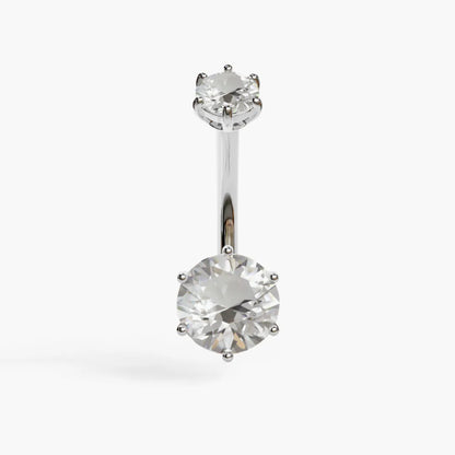 Orb 7mm Topaz Belly Ring White Gold