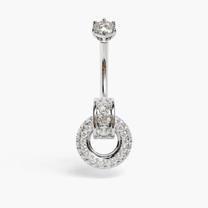 Dome Moissanite Belly Ring White Gold