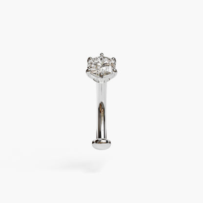 Floating Moissanite Belly Ring White Gold