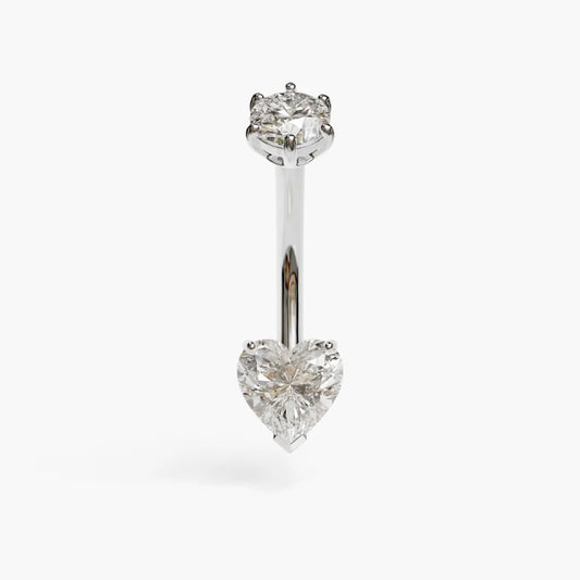 Heart 1.0 ct. Moissanite Belly Ring White Gold