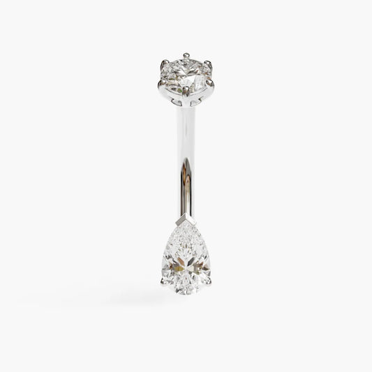 Teardrop 0.7 ct. Moissanite Belly Ring White Gold