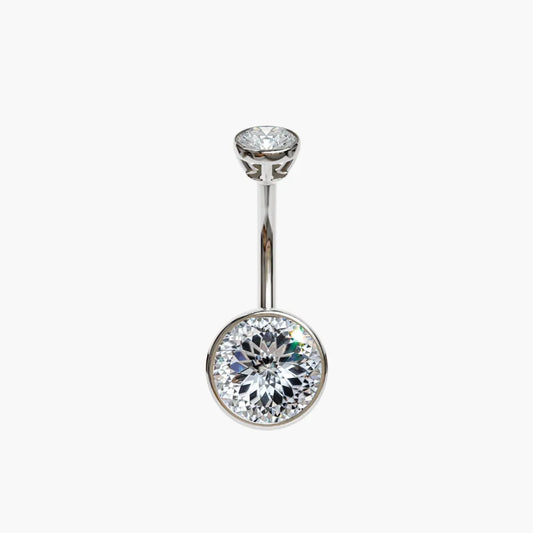 Portuguese Cut 2.2 ct. Moissanite Belly Ring White Gold